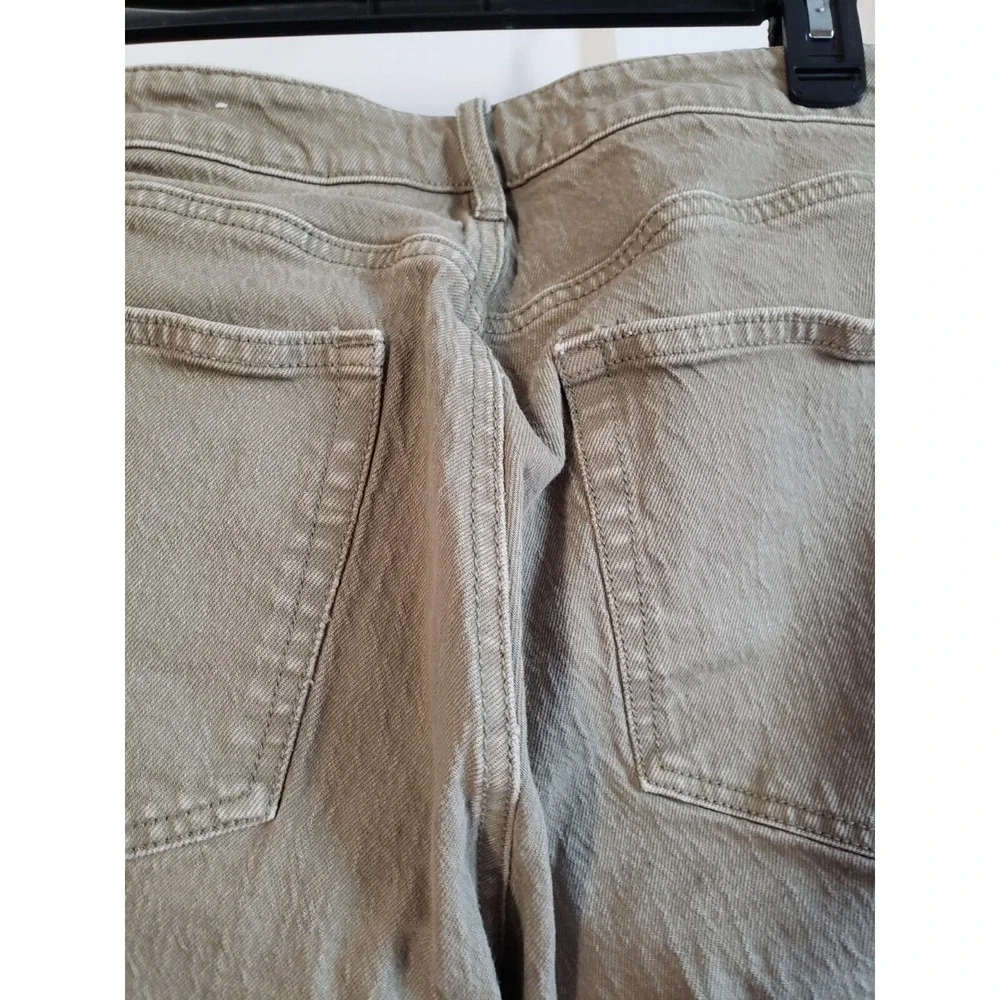 Loft The Straight Crop Jeans‎ Women SZ 12  High Rise Curvy Fit Leg Green Raw Hem